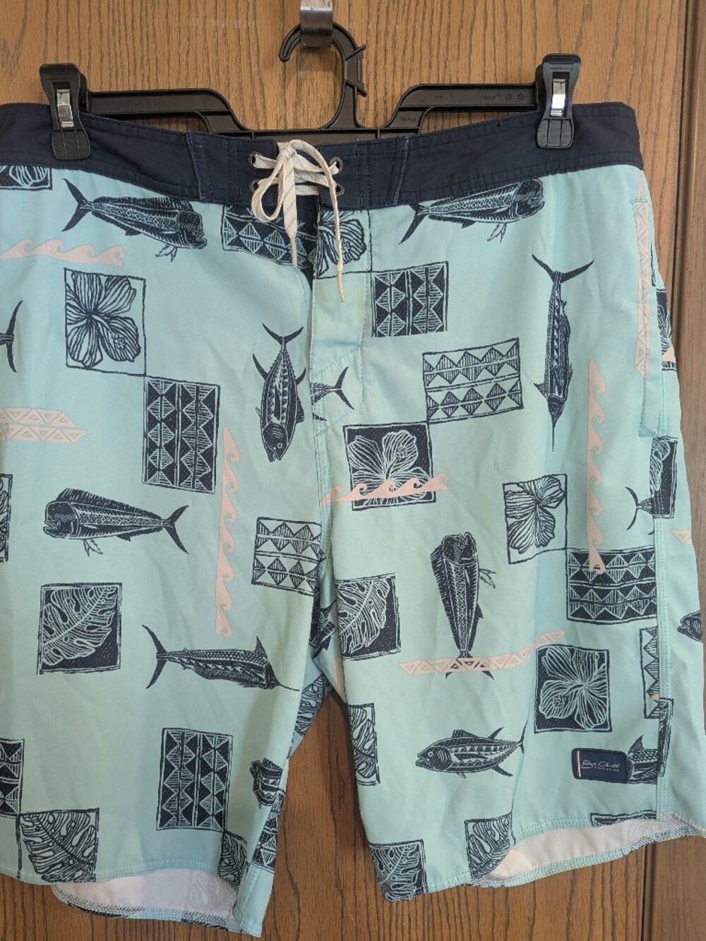 O'Neill Kuai Bay Board Shorts Swim Surf Short Blue Tie Hawaii Fish Pocket-34
